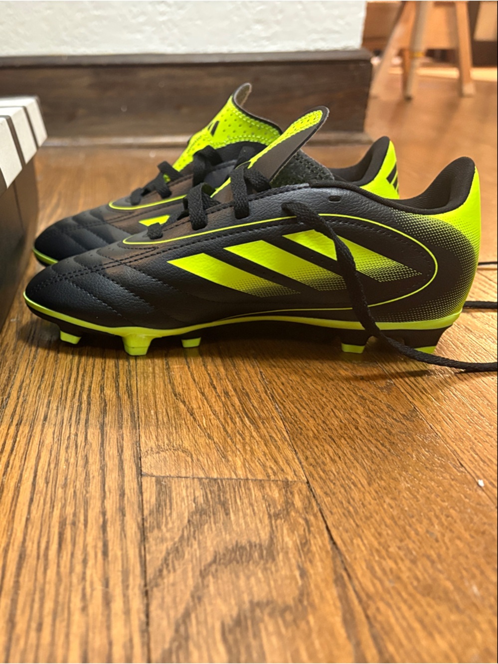 adidas Kids Black and Neon Green Soccer Cleats